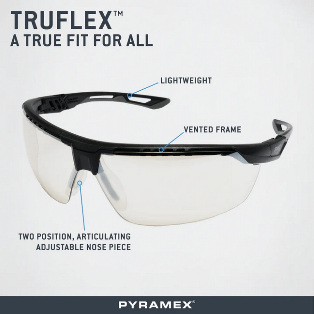 Pyramex Safety SBG11380DT TruFlex Black And Gray, I/O Lens Adjustable Safety Glasses