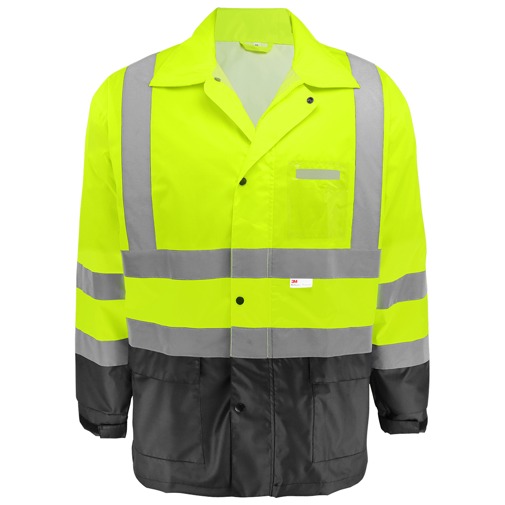 Global Glove GLO-1590 FrogWear HV High-Visibility Yellow/Green Two-Piece Rain Suit Polyurethane Coated 150D Oxford Polyester