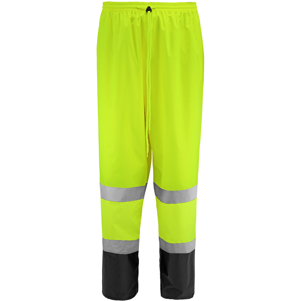 Global Glove GLO-1590 FrogWear HV High-Visibility Yellow/Green Two-Piece Rain Suit Polyurethane Coated 150D Oxford Polyester