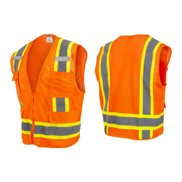 Radians SV6-2ZOM Two Tone Surveyor Type R Class 2 Mesh Safety Vest Hi-Vis Orange