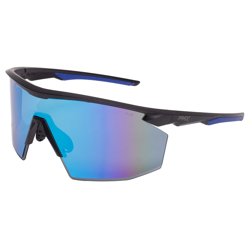Pyramex SB11265ST PMXSPEC Half Frame Safety Glasses - Matte Black/Blue Frame, Blue Mirror, Anti-fog