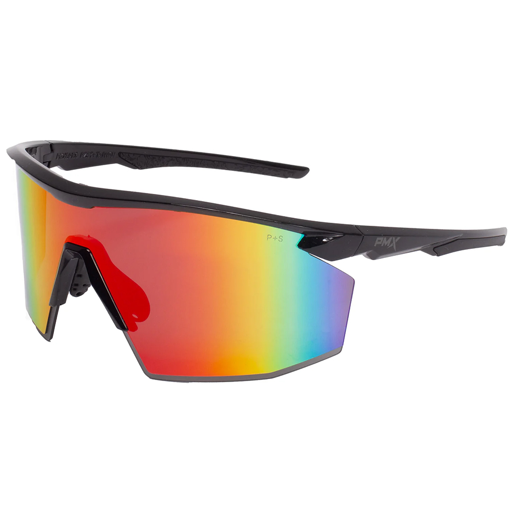 Pyramex SB11295ST PMXSPEC Half Frame Safety Glasses - Shiny Black Frame, Spectrum Mirror, Anti-fog
