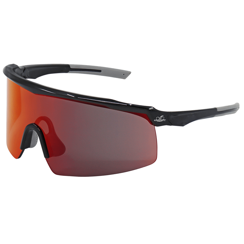 Bullhead Safety BH32510PFT - Whipray Red Mirror Performance Fog Technology Lens, Shiny Black Frame Safety Glasses
