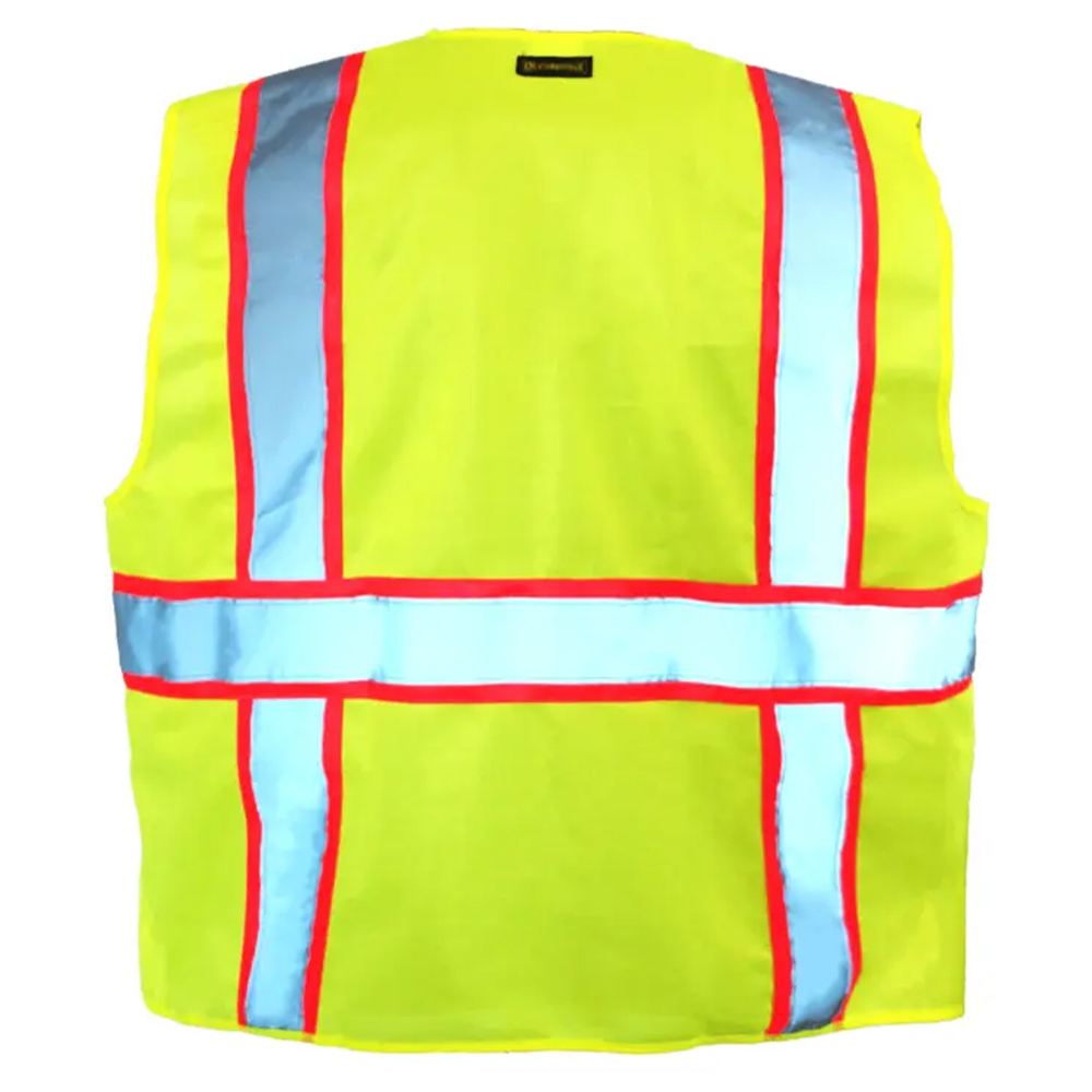 Occunomix LUX-ATRANS-Y High Visibility Classic Solid Two-Tone Surveyor Safety Vest, Lime Green
