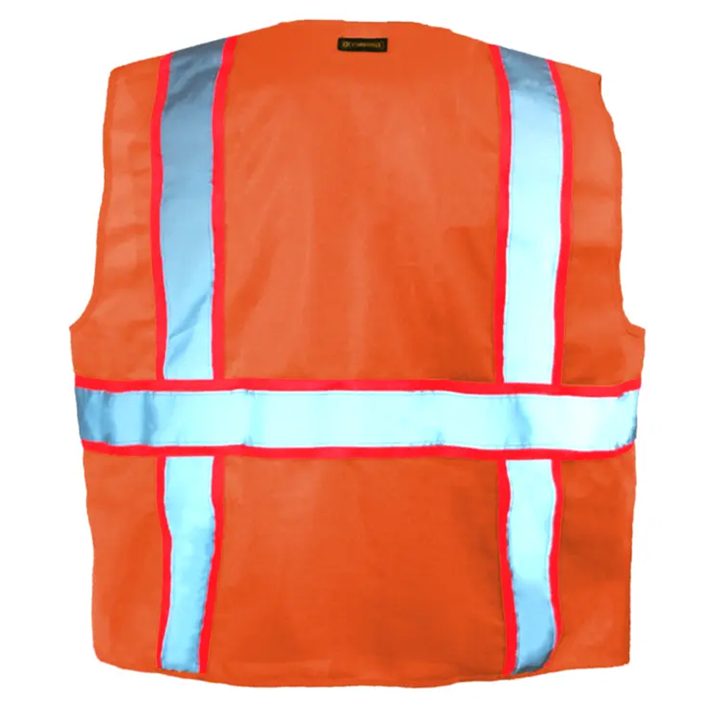 Occunomix LUX-ATRANS-O High Visibility Classic Solid Two-Tone Surveyor Safety Vest, Lime Orange