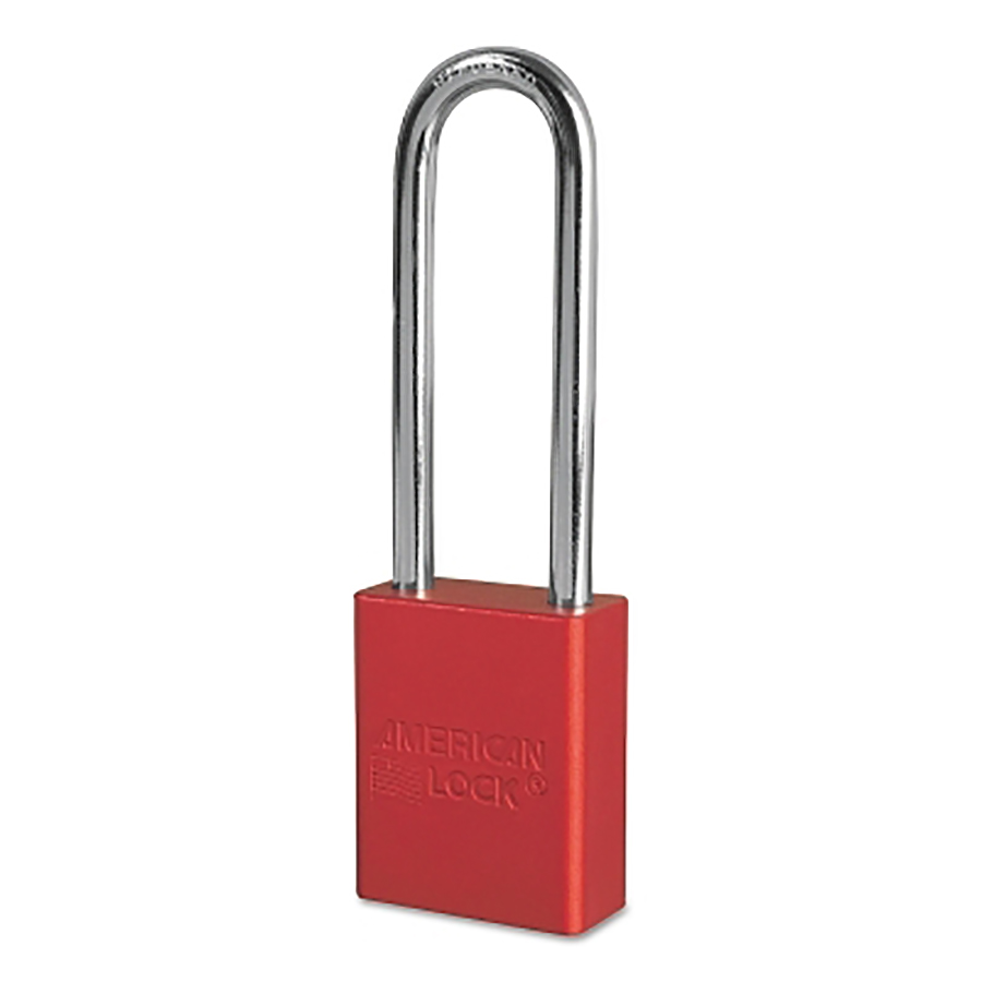 American lock 045-A1107RED Solid Aluminum Padlocks, 1/4 in Dia, 3 in L X 3/4 in W, Red