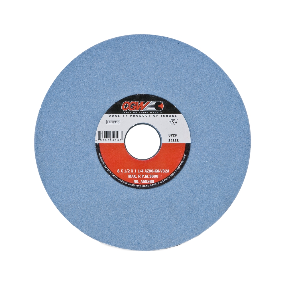 CGW 34456 14" X 1-1/2" X 5" T1 AZ-46H 46-Grit Premium Blue Aluminum Oxide Surface Grinding Wheel