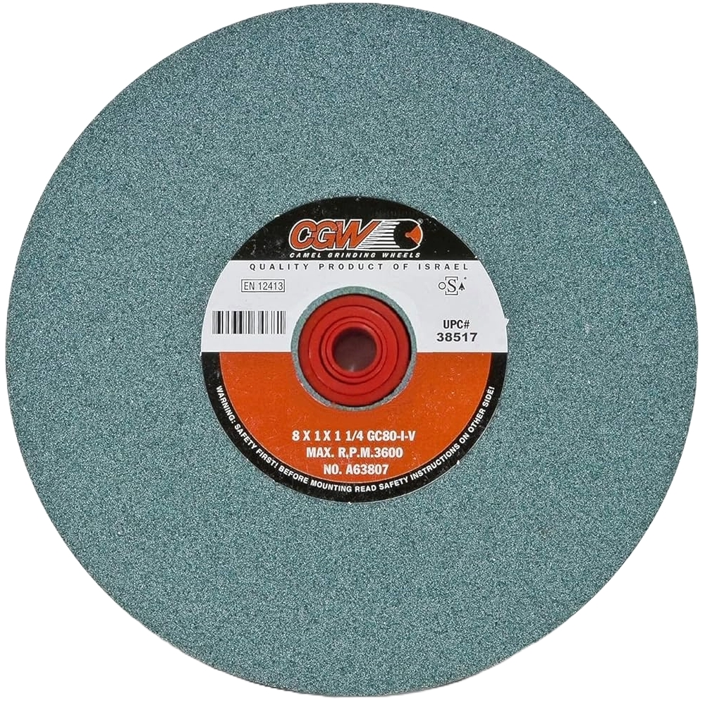 CGW 34682 8" X 1/2" X 1-1/4" T1 GC-100I 100-Grit Green Silicion Carbide Surface Grinding Wheel