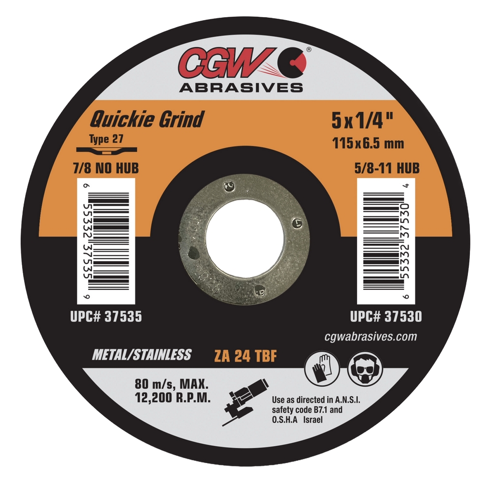 CGW 35658 9" X 1/4" X 7/8" ZA24-T Type 27 24-Grit Zirconia Grinding Wheel