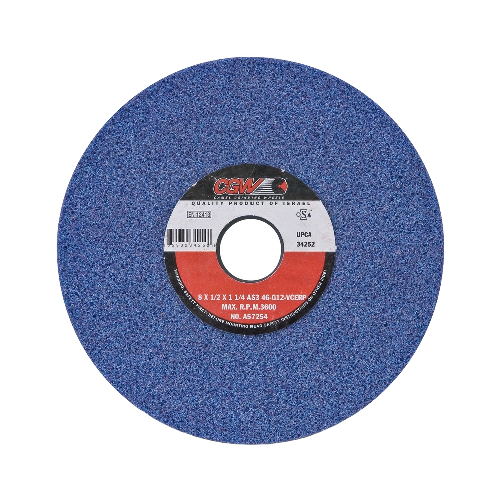 CGW 37709 8" X 1/2" X 1-1/4" T1 32A-46J 46-Grit Mono-Crystalline Aluminum Oxide Surface Grinding Wheel