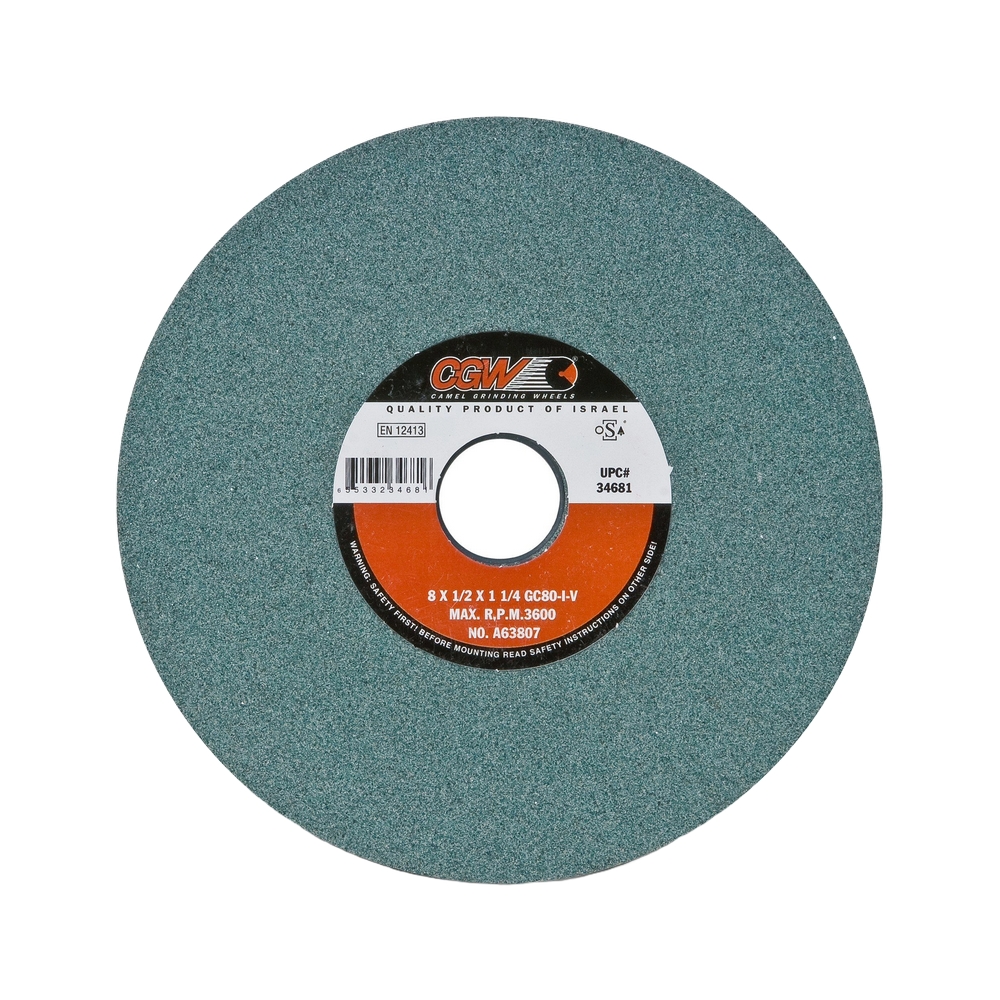 CGW 37815 20" X 1" X 8" T1 GC-80K 80-Grit Green Silicion Carbide Centerless, Cylindrical Wheel