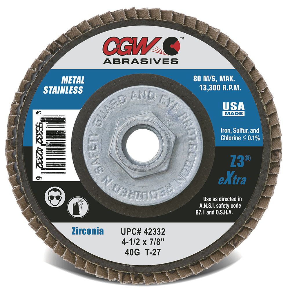 CGW 42574 5" X 5/8"-11 Type 29 60-Grit XL Z3 Zirconia Flap Disc