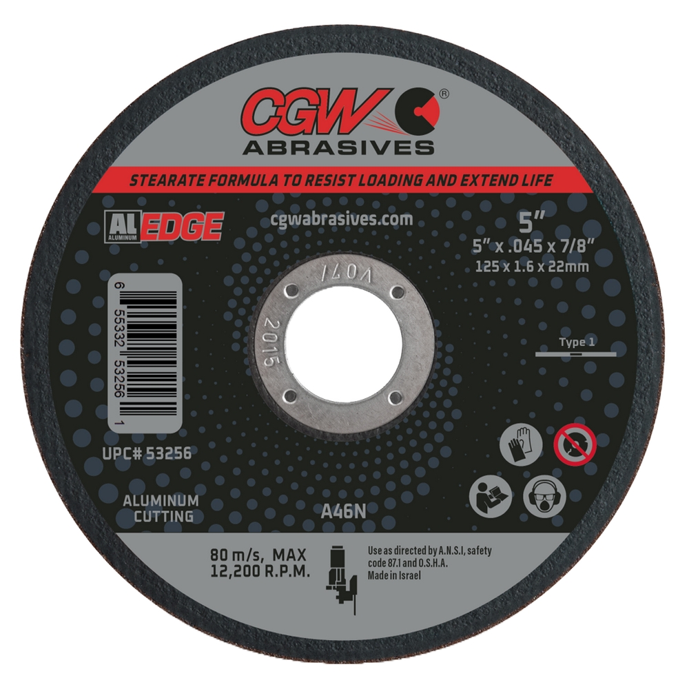CGW 45004 4-1/2" X .045" X 7/8" Type 27 46-Grit Calcium Stearate AO Cutting Wheel for Aluminum
