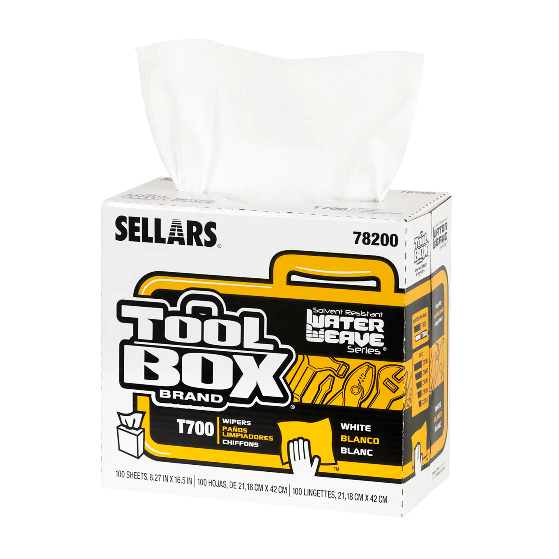 Sellars 78200 WATERWEAVE T700 Wipers - Pop-Up Box, White, 100 Sheets