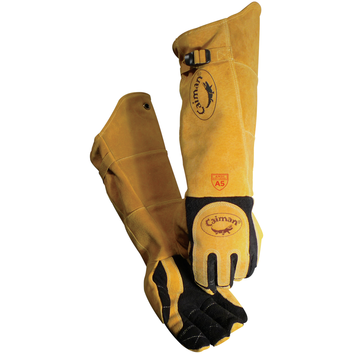 PIP 1877 Caiman 21" Premium Split Deerskin MIG/Stick Welder's Glove with FR Fleece Insulation and Para-Aramid Cut Liner