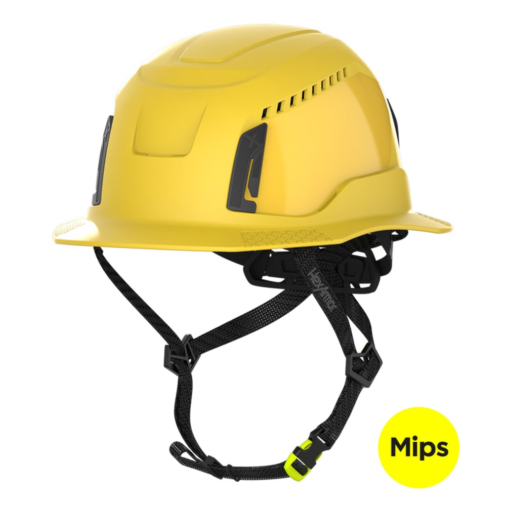 HexArmor 16-30003M Ceros XT400 Type II Full Brim Safety Helmet with MIPS, Yellow