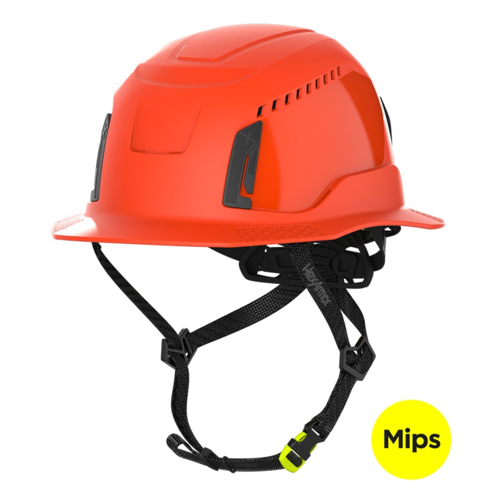 HexArmor 16-30005M Ceros XT400 Type II Full Brim Safety Helmet with MIPS, Orange