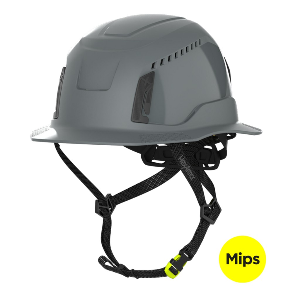 HexArmor 16-30006M Ceros XT400 Type II Full Brim Safety Helmet with MIPS, Grey