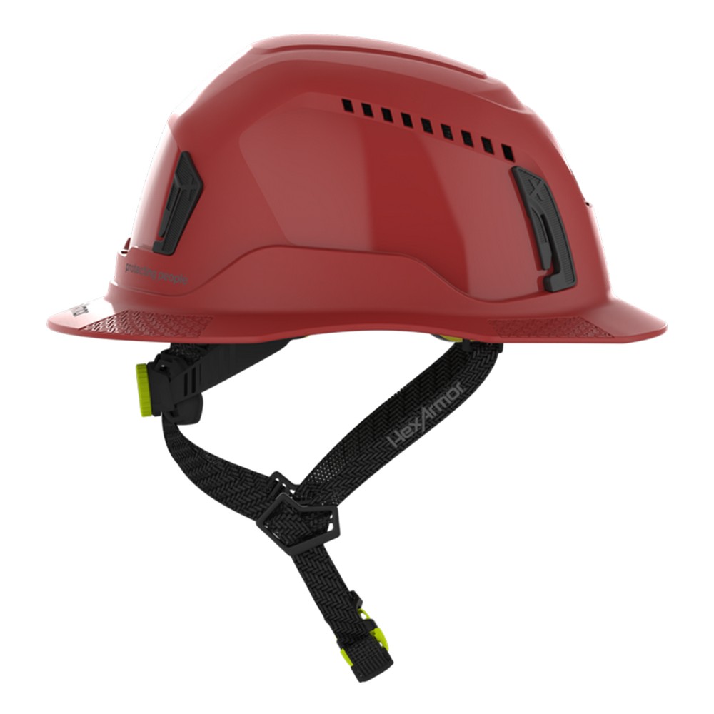 HexArmor 16-30008M Ceros XT400 Type II Full Brim Safety Helmet with MIPS, Red