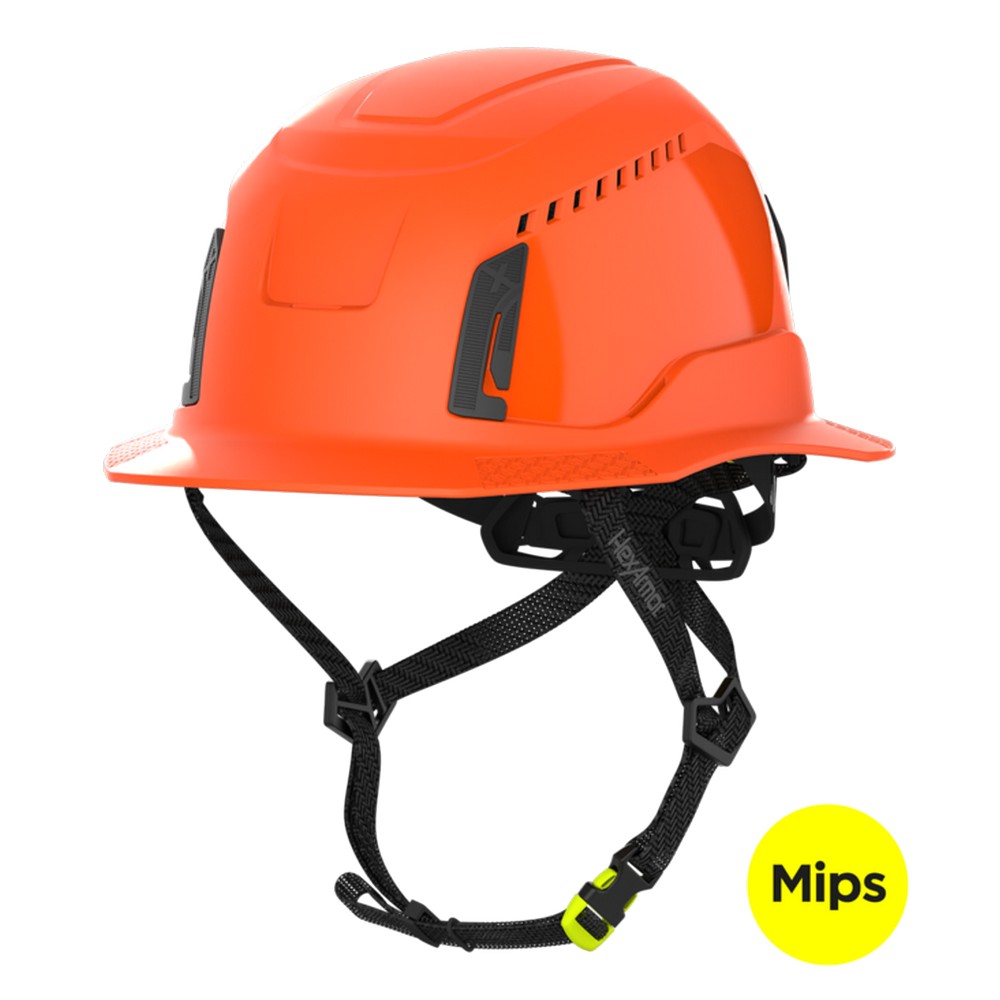 HexArmor 16-30009M Ceros XT400 Type II Full Brim Safety Helmet with MIPS, Hi-vis Orange