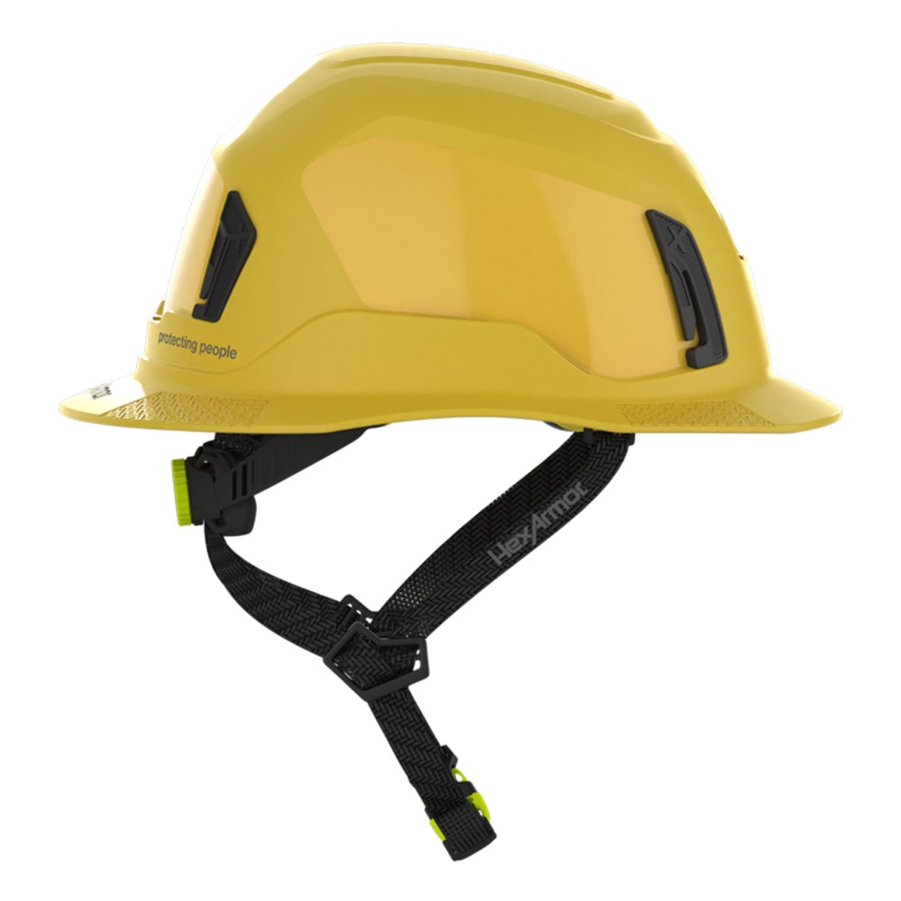 HexArmor 16-31003M Ceros XT400E Type II Full Brim Safety Helmet, Class E, Yellow with MIPS