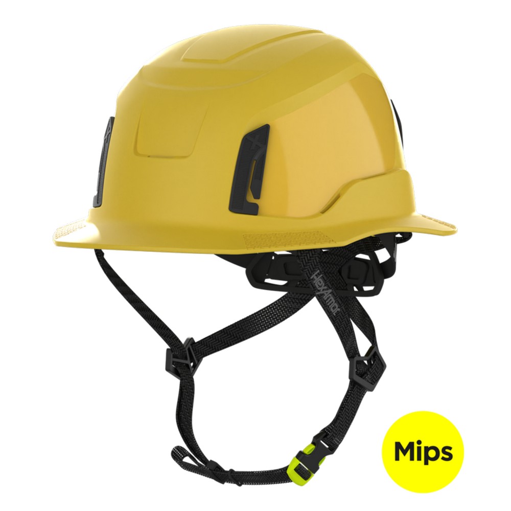 HexArmor 16-31003M Ceros XT400E Type II Full Brim Safety Helmet, Class E, Yellow with MIPS