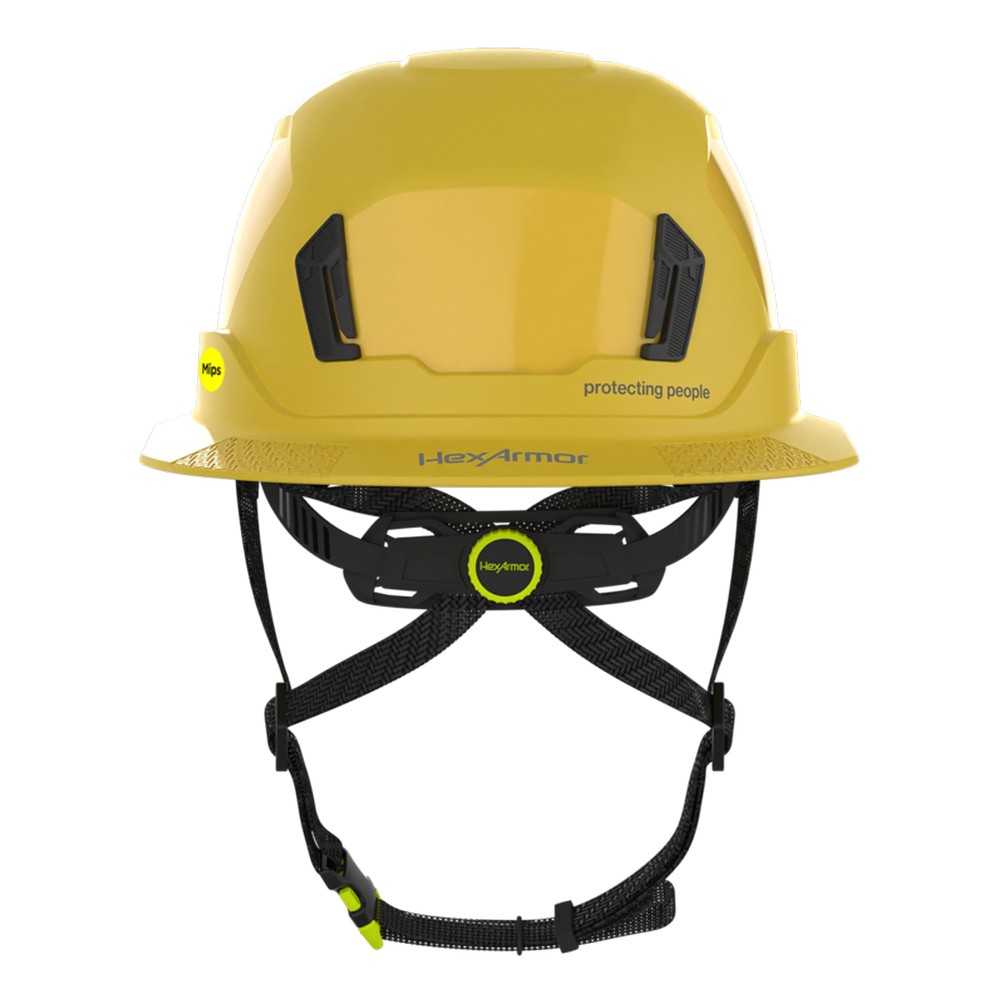 HexArmor 16-31003M Ceros XT400E Type II Full Brim Safety Helmet, Class E, Yellow with MIPS