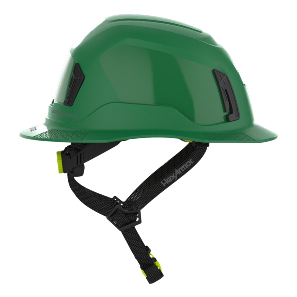 HexArmor 16-31004M Ceros XT400E Type II Full Brim Safety Helmet, Class E, Green with MIPS