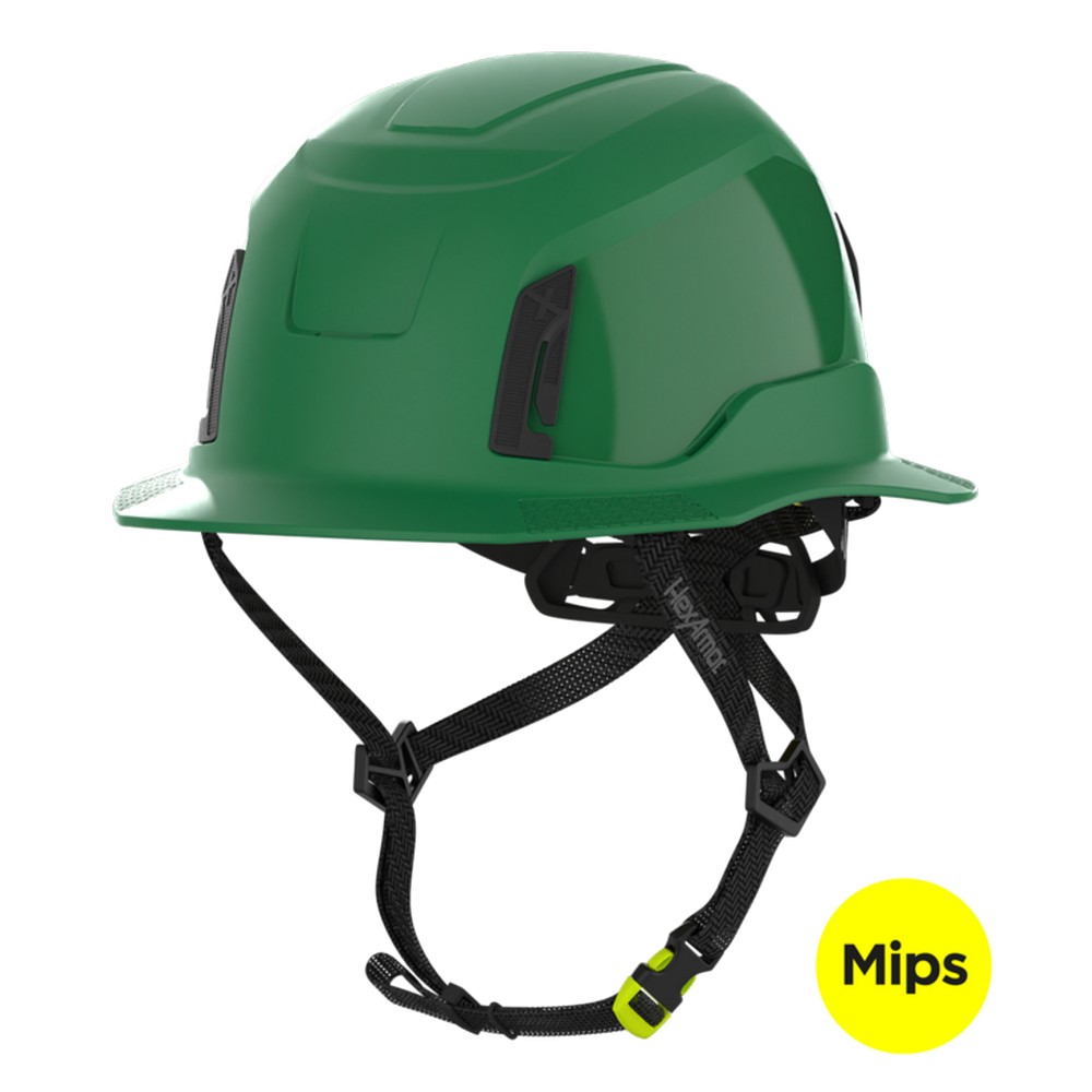 HexArmor 16-31004M Ceros XT400E Type II Full Brim Safety Helmet, Class E, Green with MIPS