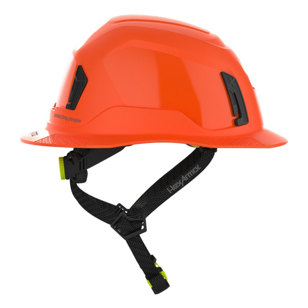 HexArmor 16-31009M Ceros XT400E Type II Full Brim Safety Helmet, Class E, Hi-Vis Orange with MIPS