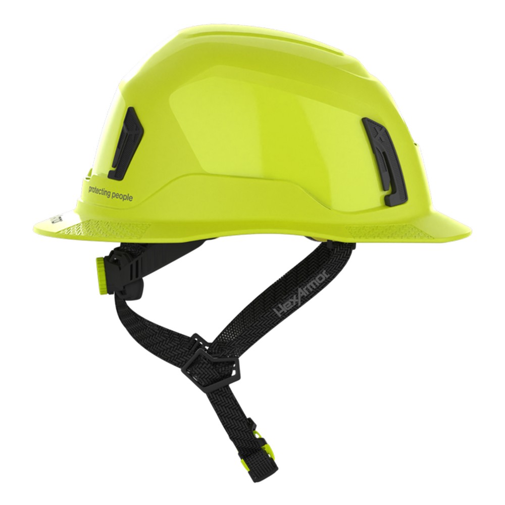 HexArmor 16-31010M Ceros XT400E Type II Full Brim Safety Helmet, Class E, Hi-Vis Yellow with MIPS