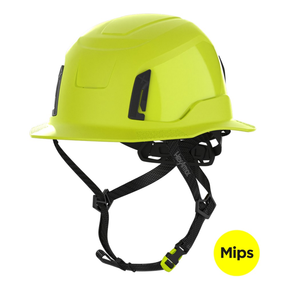 HexArmor 16-31010M Ceros XT400E Type II Full Brim Safety Helmet, Class E, Hi-Vis Yellow with MIPS