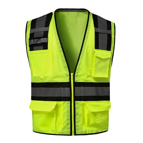 GSS Safety 1525 Class 2 Safety Vest w/Colored Trim - Black
