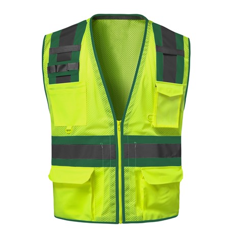 GSS Safety 1526 Class 2 Safety Vest w/Colored Trim - Dark Green
