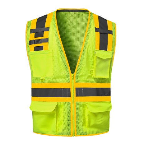 GSS Safety 1528 Class 2 Safety Vest w/Colored Trim - Yellow