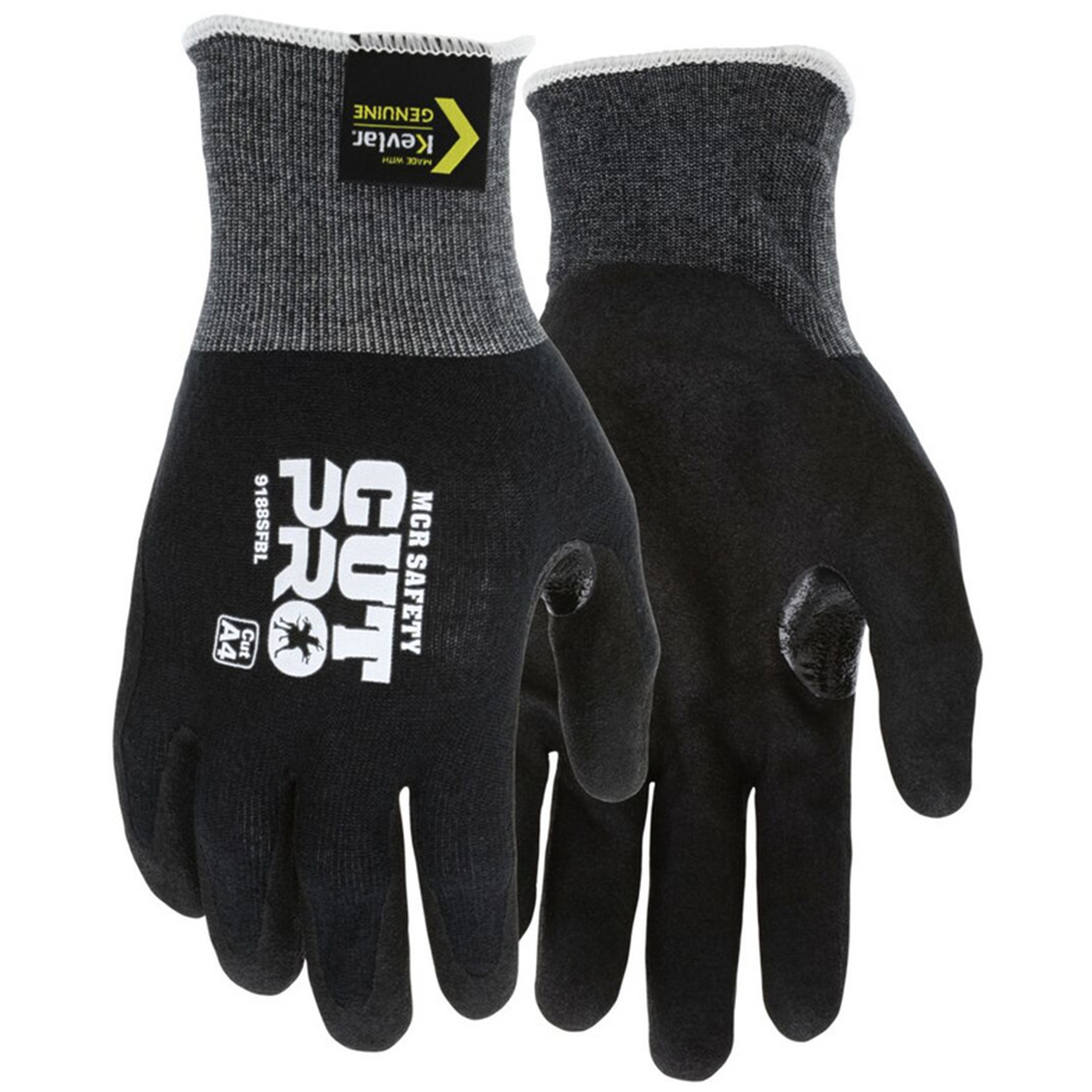 MCR Safety 9188SFB Cut Pro 18 Gauge ANSI A4 Cut Resistant Foam Nitrile Coated Gloves