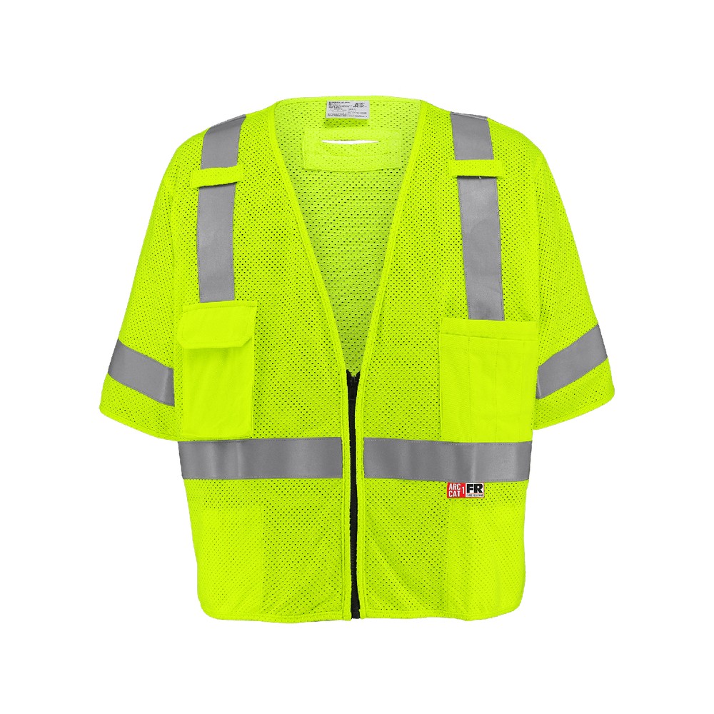 Global Glove GLO-025FR FrogWear HV Flame-Resistant Surveyors Safety Vest with Sleeves