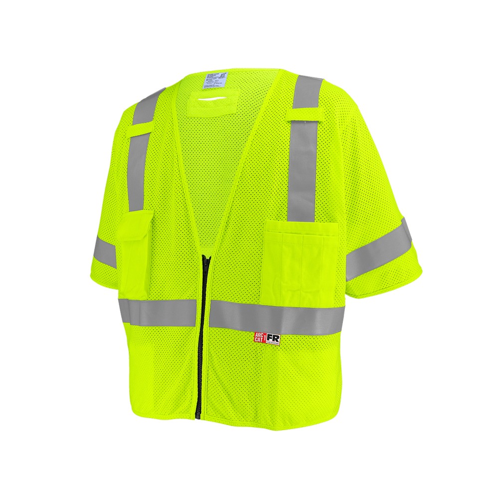 Global Glove GLO-025FR FrogWear HV Flame-Resistant Surveyors Safety Vest with Sleeves