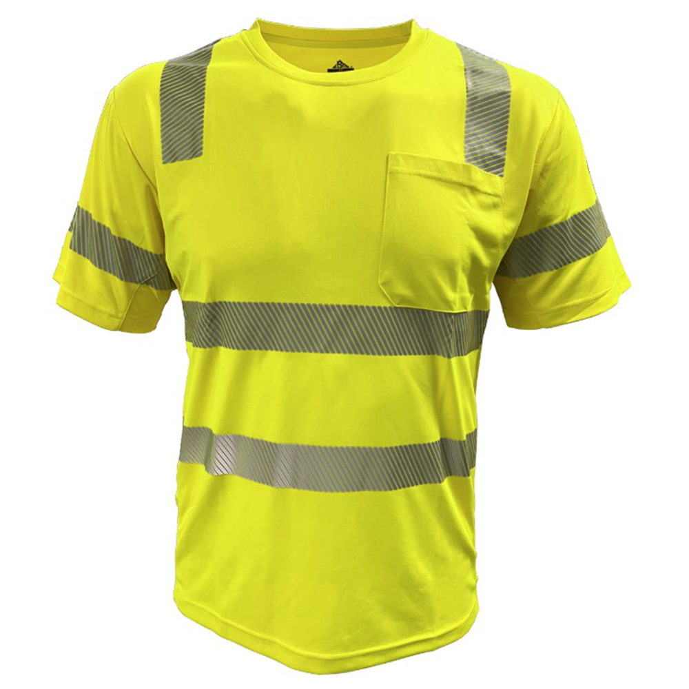 PIP 104CMPS ANSI Type R Class 3 EcoChill Short Sleeve T-Shirt with UPF 50+ Sun Protection, Hi-Vis Yellow