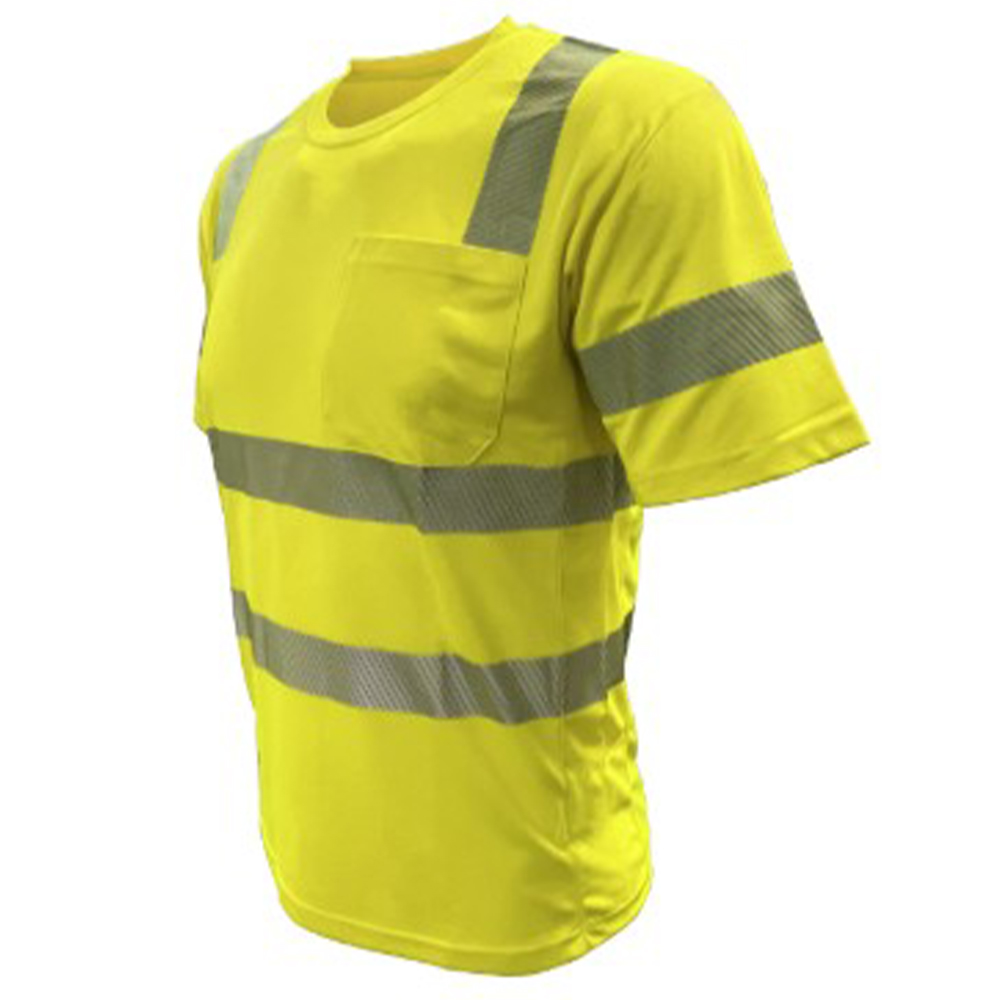 PIP 104CMPS ANSI Type R Class 3 EcoChill Short Sleeve T-Shirt with UPF 50+ Sun Protection, Hi-Vis Yellow