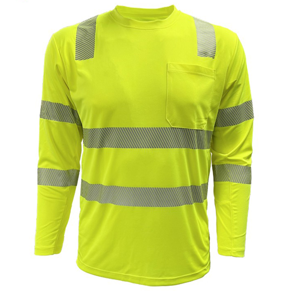 PIP 204CMPS ANSI Type R Class 3 EcoChill Long Sleeve T-Shirt with UPF 50+ Sun Protection, Hi-Vis Yellow