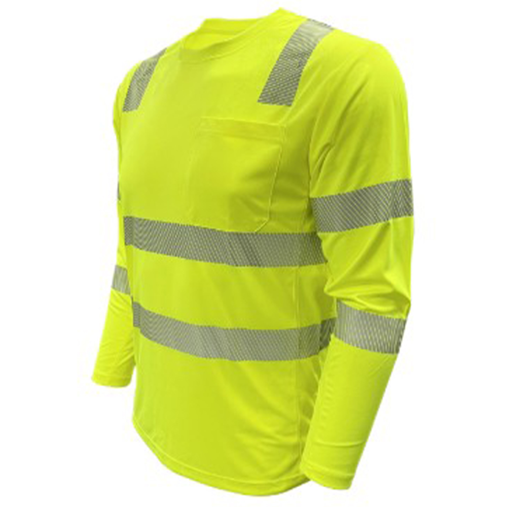 PIP 204CMPS ANSI Type R Class 3 EcoChill Long Sleeve T-Shirt with UPF 50+ Sun Protection, Hi-Vis Yellow