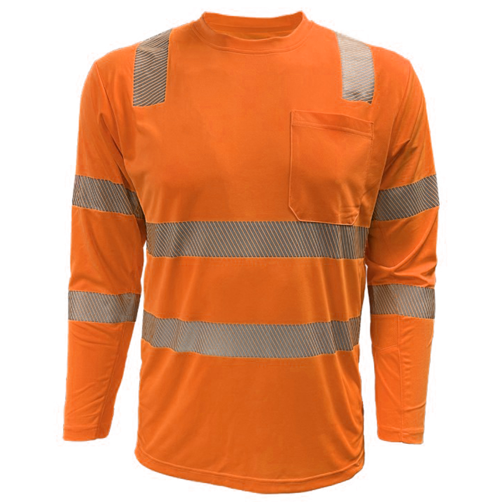 PIP 204CMPS ANSI Type R Class 3 EcoChill Long Sleeve T-Shirt with UPF 50+ Sun Protection, Hi-Vis Orange