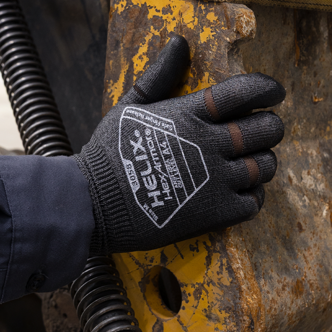 HexArmor 3058 Helix Knit, PU Coated, Cut Level A4 Finger Release Gloves