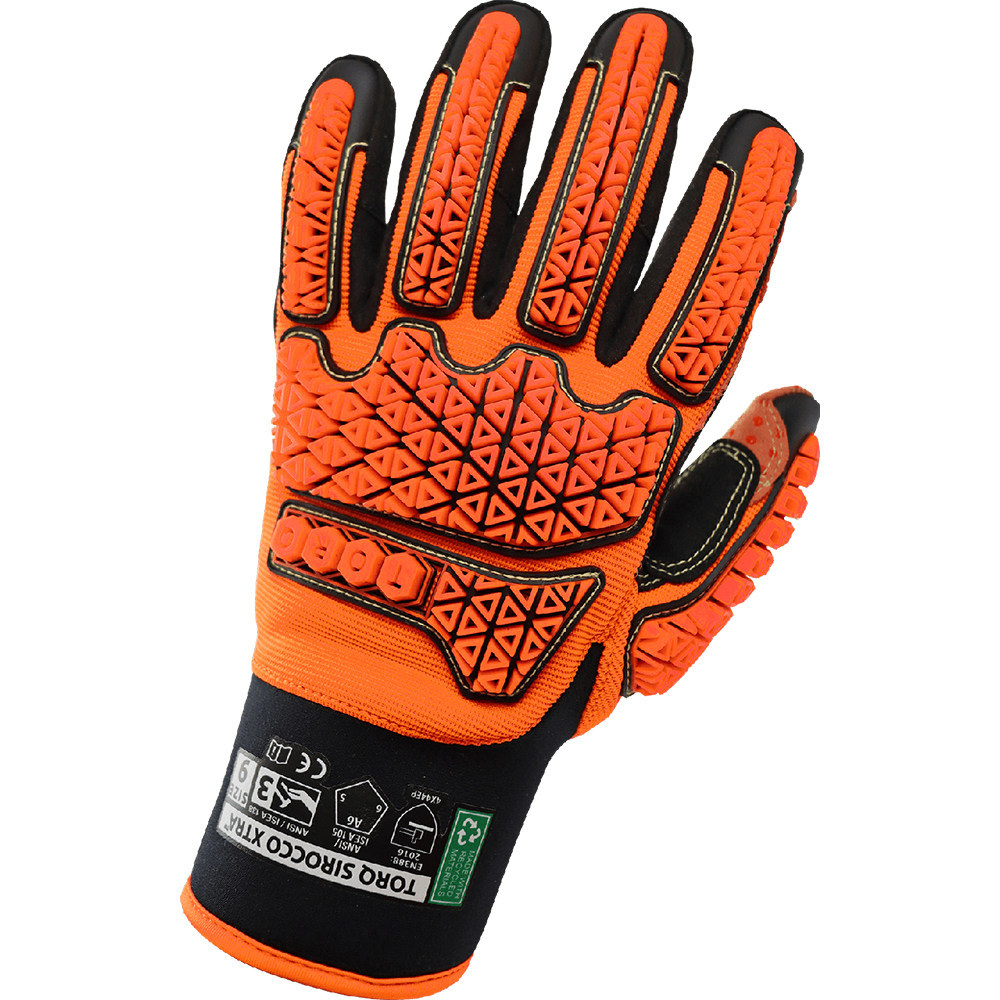 Global Glove SKG00121G Torq Sirocco Xtra High-Visibility Multi-Hazard Oil and A6 Gas Gloves