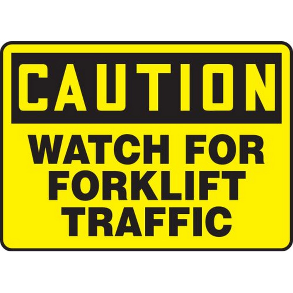 Accuform NMC MVHR633VS OSHA Caution Safety Sign: Watch For Forklift Traffic 10"X14" Adhesive Vinyl Sign
