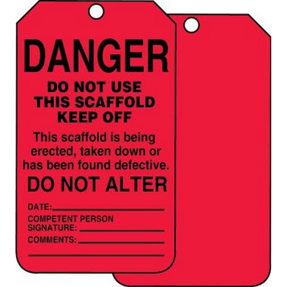 Accuform NMC TSS101PTP Scaffold Status Safety Tag: Danger- Do Not Use This Scaffold- Keep Off Plastic 25/Pack