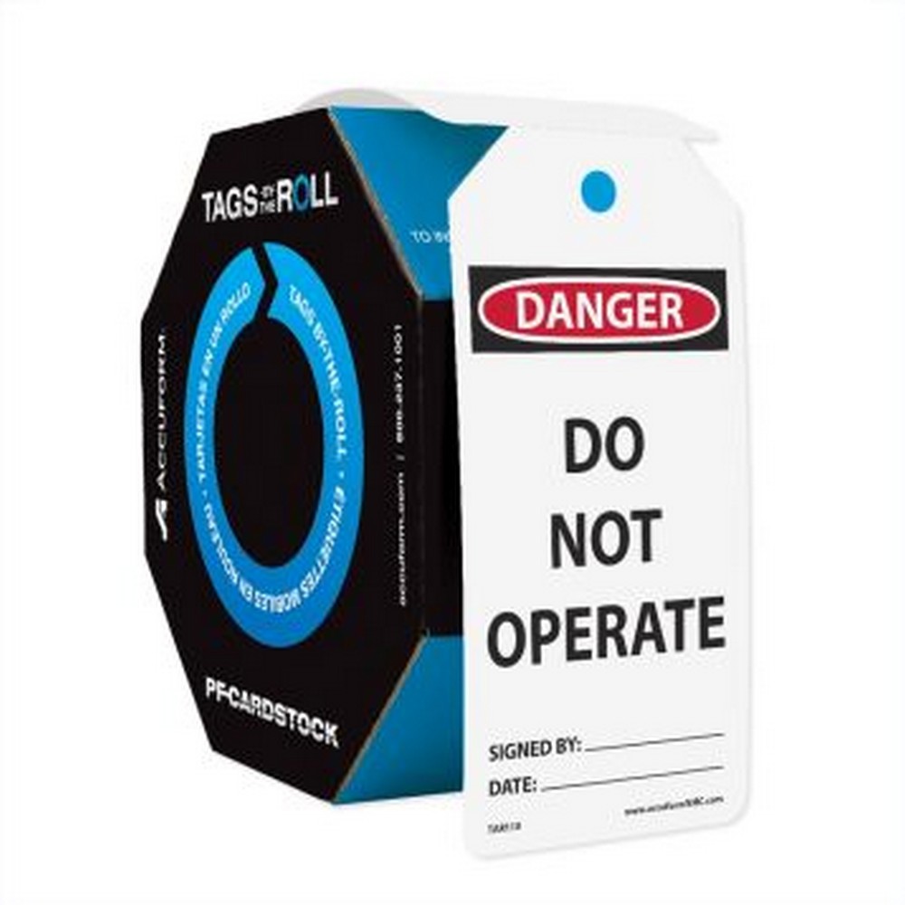 Accuform NMC TAR121 OSHA Danger Tags By-The-Roll: Do Not Operate 250/Roll