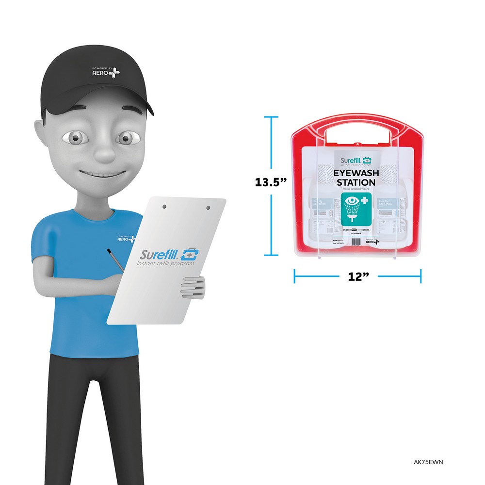 Aero Healthcare AK75EWN SUREFILL Emergency Eyewash Station Red