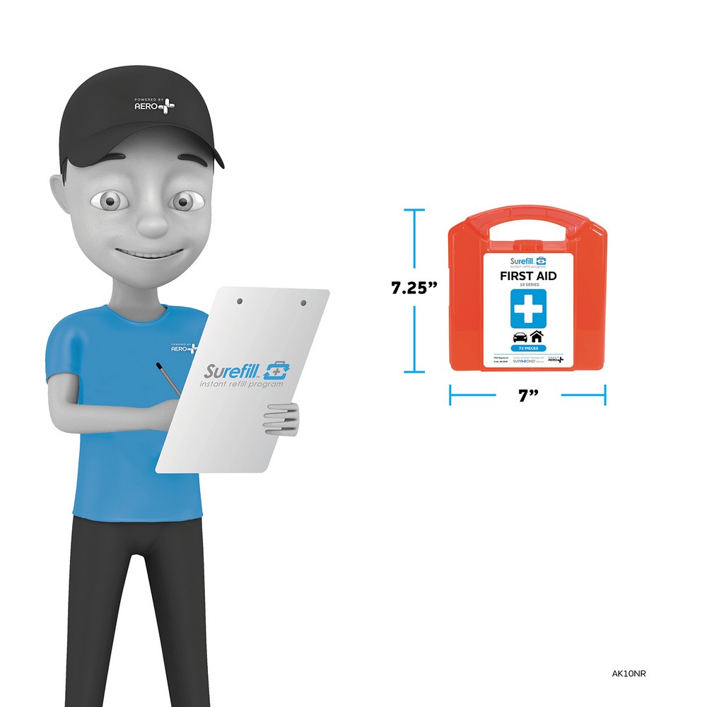 Aero Healthcare AK10NR SUREFILL 10 Series First Aid Kit - Retail Plastic Case